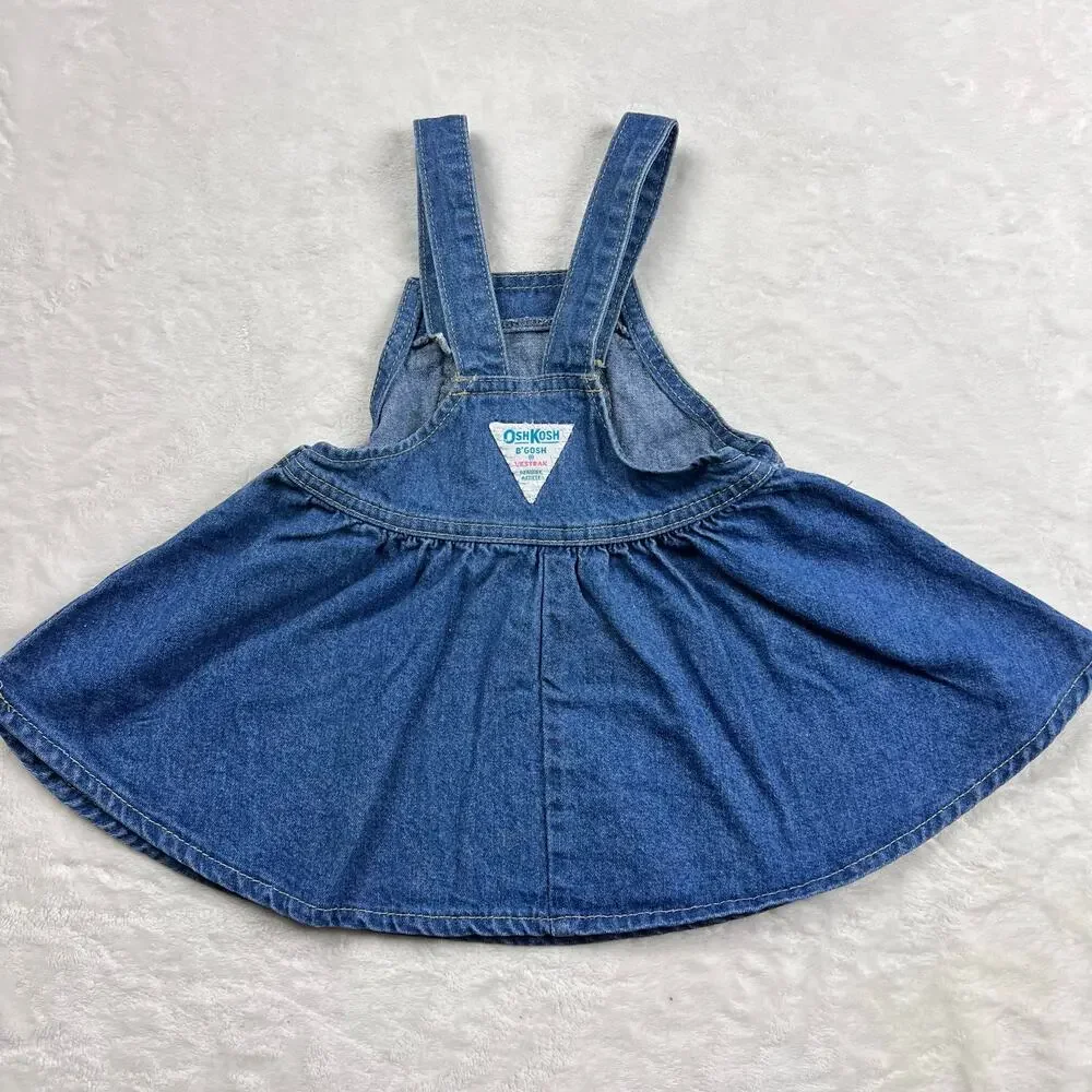 Oshkosh B’gosh Vintage Vestbak Girls Overalls Denim Jean Dress size 12 months